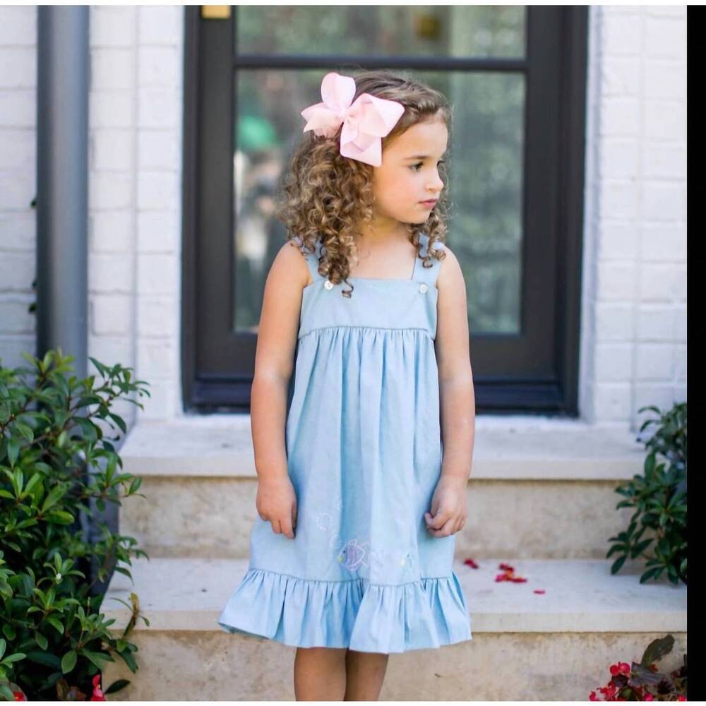 NEW THE PROPER PEONY finley fish dress in blue